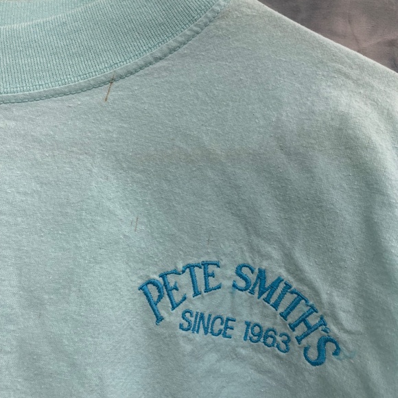 Vintage Mens Long Sleeve Top Quitman USA Size M Pete Smiths Embroidery Blue - Picture 3 of 8